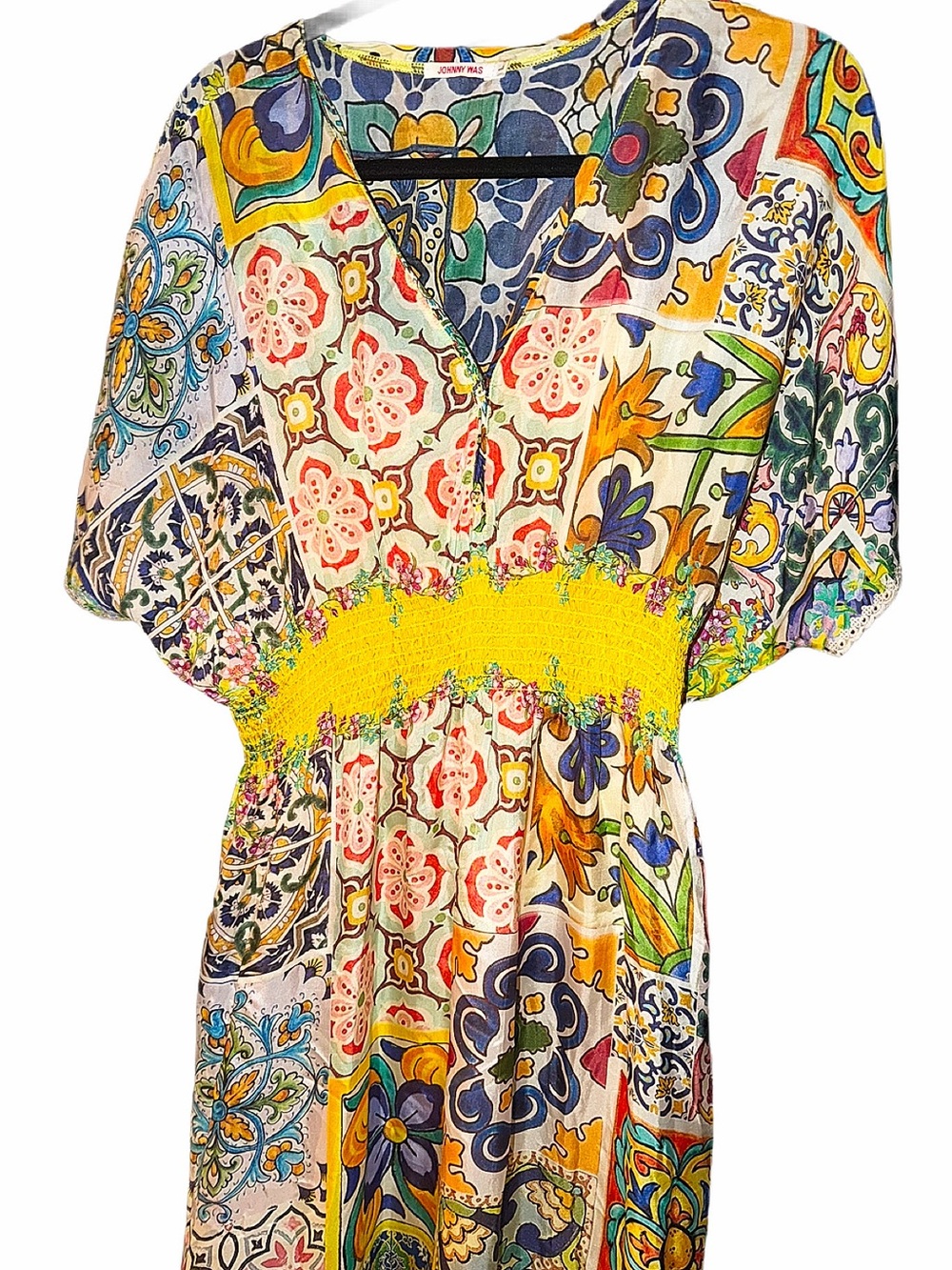 Johnny Was Like New Womens Maxi Dress with cinched yellow waist, so colorful💙 - Picture 15 of 15